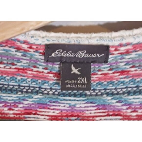Eddie Bauer Crochet Coastal Beach Boho Open Cardigan Linen Blend Women's Size 2X - Picture 4 of 5